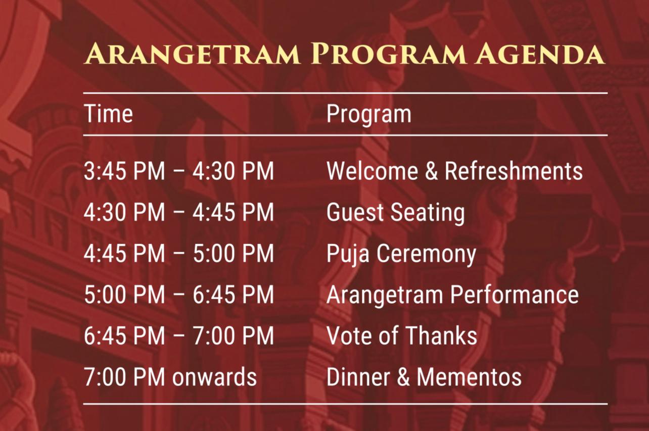 Arangetram Program Agenda